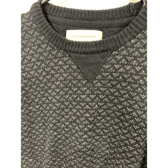 Frederick Anderson Copenhagen Sweater Men's M Black Cotton Blend w/‎ Elbow Patch - Picture 3 of 10